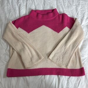 J. Crew x The Reeds Pink and Cream oversized mock neck Sweater